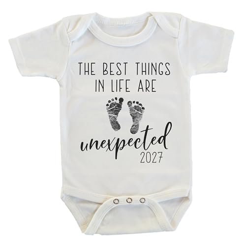 Witty and Bitty The Best Things in Life Are Unexpected Pregnancy Reveal Announcement Onesie/Bodysuit...