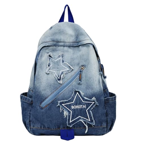Mochila vaquera Y2k ligera para solucionar la falta de espacio y el dolor de hombros