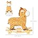 Qaba Rocking Horse, 2 in 1 Kids Ride on Horse, Rolling Giraffe Animal Rocker with Sound, Wooden Base, Pedal, Grip Handle, Plush Riding Pony for 3-6 Years Old, Yellow