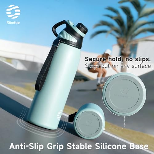 Image of Fjbottle 24oz Stainless Steel Insulated Water Bottle No Straw Spout Lid | Leakproof Keeps Cold 24H, Double Wall Vacuum Insulated, BPA Free, Easy to Clean Sports Water Bottle for Gym Hiking & Outdoor