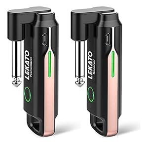 LEKATO Draadloos gitaarsysteem met 70 kanalen < 3 ms ontvanger met lage lantance gitaarzender oplaadbaar voor Baass gitaren (WS70)