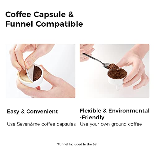 Seven&Me Espressor Machine Black & White Coffee Maker, With Milk Froth All-In-One Espresso Machine Combination, Latte Cappuccino Macchiato Espresso Electric Moka Pot, One Click Smart Operation（8.66"） #TOP5