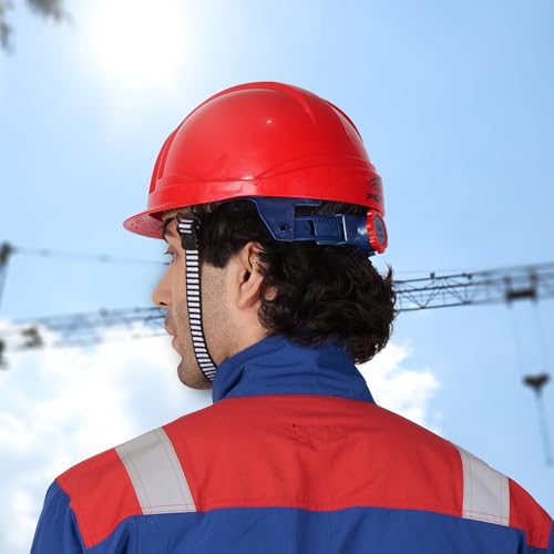 Image of PERF Safety Helmet for Construction & Outdoor Work|Easy 3D Fitting System for Any Head Size|Lightweight|8-Point Support Easy Impact Absorption Sweatband|Orbit-R|Red