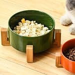 Ceramic Cat Dog Bowl Set with Stand,Small Dog Bowls, Pet Food and Water Dish, Anti Slip Set of 2 Cat Bowls- Cute Modern Pet Food Bowl Small Size Dog (13.5OZ/5.1 in) Rust Green - Image 5
