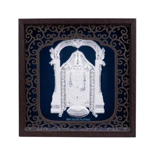 Image of Silver Plating Balaji Frame | Divine Home Decor | Wall Mount SquareFrame for Gift, Wooden PhotoFrame for Temple, OfficeDecor, Wedding, Festival Gifting | hangingframe (6.50x6.50 Inch)