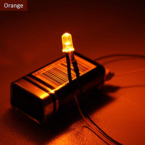 Image of DiCUNO 100Pcs 5MM Pre Wired 12V Orange Light LED Diodes, with 9.4 Inch Lead | Ultra Bright Light Emitting Diodes Assorted Color Kit Box for Circuit Science Experiment, DIY Projects, Indicator Lighting