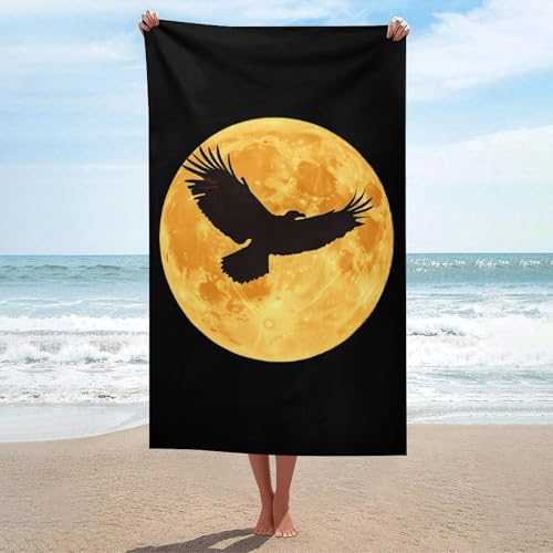 Moon And Ea-gles - Toallas de playa ligeras para adultos, grandes, de secado rápido, para piscina, camping, vacaciones, 130 x 80 cm