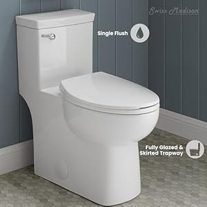 Swiss Madison Well Made Forever SM-1T116 Classe One Piece Toilet with Front Flush Handle 1.28gpf, Glossy White Swiss Madison Well Made Forever SM 1T116 Classe One Piece Toilet with Front Flush Handle 128gpf Glossy White