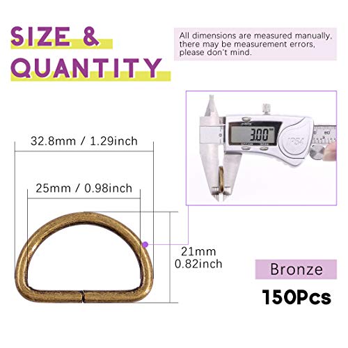 Swpeet 150 anelli a D semicircolari in metallo a