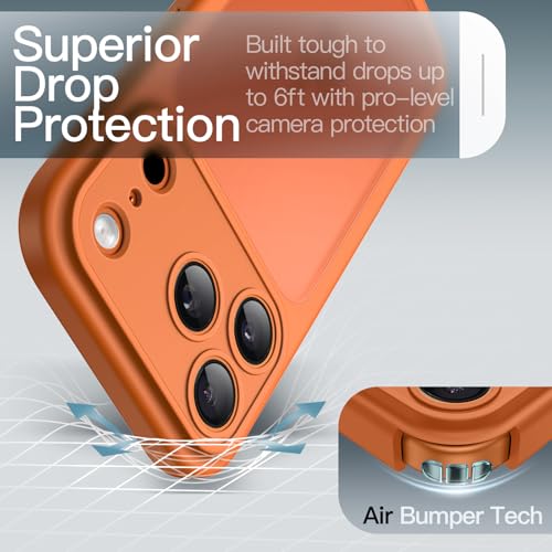 Image of JETech Matte Case for iPhone 17 Pro 6.3-Inch, Shockproof Military Grade Drop Protection, Full Camera Lens Protection, Frosted Translucent Back Minimalist Phone Cover (Orange)