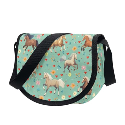 Floral Horse Purse for Girls Boys Kids Age 6-8 10-12 12-14 Small Crossbody Bag Pocketbook Wallets Shoulder Messenger Bags Sling Flight Bags Travel Holiday Weekend3
