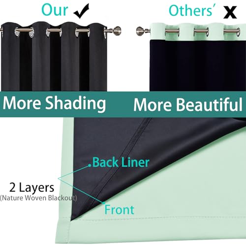 Image of Yakamok Light Sage 100% Blackout Curtains 84 Inches Long 52 inch Wide, 2 Panels | Blackout Curtain Panels for Bedroom, 2 Thick Layers Grommet Top Thermal Insulated Drapes with Black Liner for Living Room