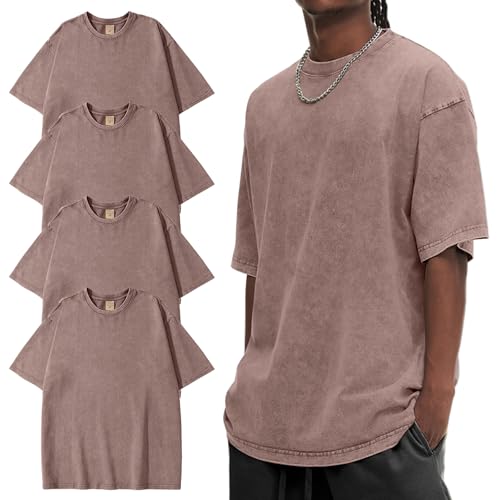 Image of Eiscntd Mens Oversized T-Shirts Heavyweight Cotton Vintage Unisex Baggy Tee