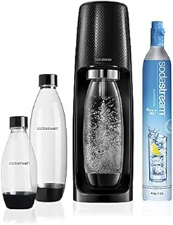 SodaStream Spirit Sparkling Water Maker Mega Pack, Carbonated Water Machine Starter Kit with 3 Reusable BPA Free Carbonating Water Bottles & 60 L CO2 Gas Cylinder  Black