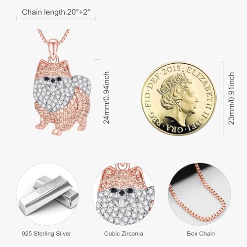 TANGPOET Dog Breed Pendant Necklace Genuine 925 Sterling Silver Cubic Zirconia Puppy Jewelry Birthday Christmas Graduation Gift for Dog Moms Lovers Owners4