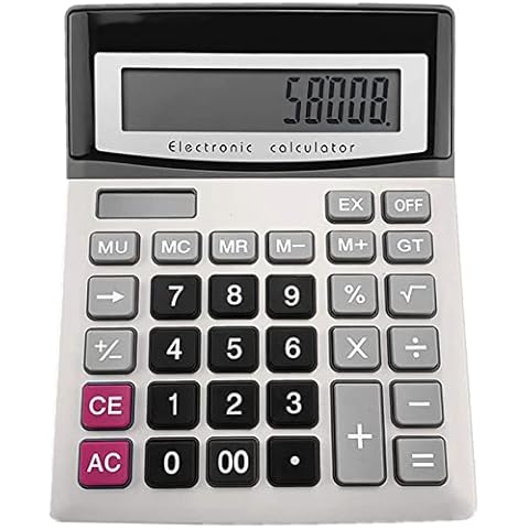 Desk Calculator, 12-Digit Solar Battery Office Calculator with Large LCD Display Big Sensitive Button, Dual Power Desktop Calculators Cover