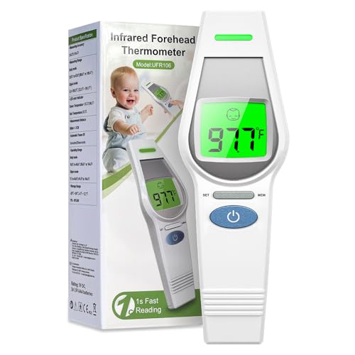 Image of MugeTree No-Touch Forehead Thermometer for Adults and Kids Digital Baby Thermometer 2 in 1 Forehead & Object Thermometer Fever Alarm & Silent Mode Baby Essentials Non Contact