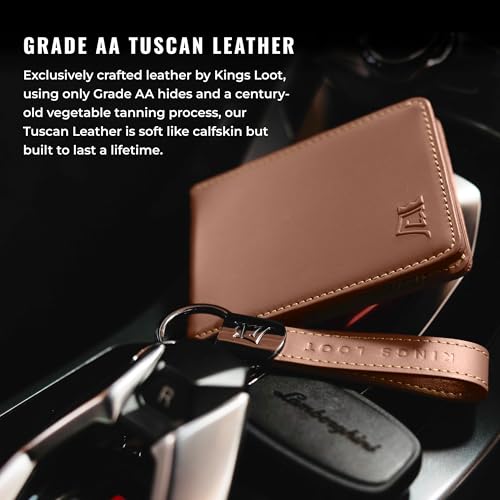 Image of Kings Loot Wallet for Men | Minimalist Slim RFID Blocking Leather Design with Cash Pocket & Card Pull Strap | Holds 1-12 Cards | Stylish & Durable Wallets (Bourbon)