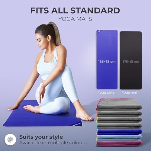 NirvanaShape Non-slip yoga towel | Hot yoga towel with non-slip beads | Yoga towel overlay for yoga mat (73" 25" | 185x63 cm)