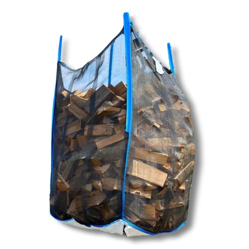 dm-Folien Holz Big Bag 100x100x120cm I 5 Stück I SWL 1.000 kg I Robuster Big Bag Holz mit Netzgewebe & Sternenboden I Big Packs für Brennholz I stabil & wiederverwendbar