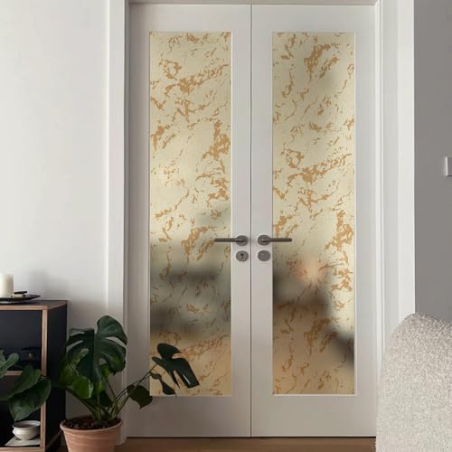 ChicSkin Pellicola autoadesiva per finestra, motivo: privacy, double face, decorativa, per casa, residenza, vintage, oro incrinato, 30 x 300 cm