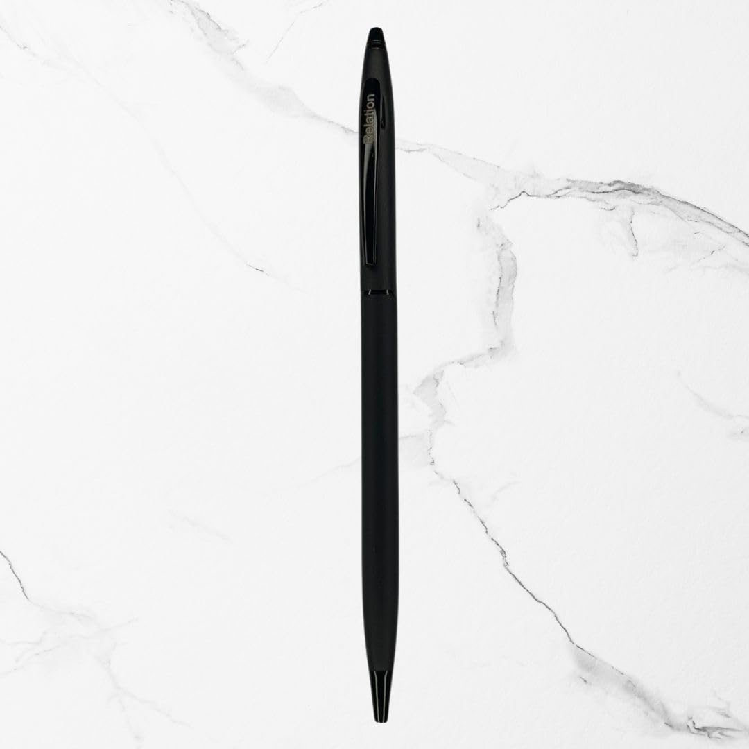 Ballpen Bazaar Matte Black Ball Pen | Smooth Blue Ink | Premium Twist Mechanism | Elegant Matte Finish | Black Clip | Professional Office & School Pen | Long-Lasting Refill | Ideal Gift Pen