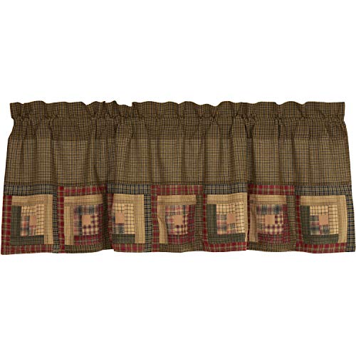 Vhc Brands Tea Cabin Log Cabin Block Border Valance 20X60 Country Rustic Curtain, Moss Green #TOP6