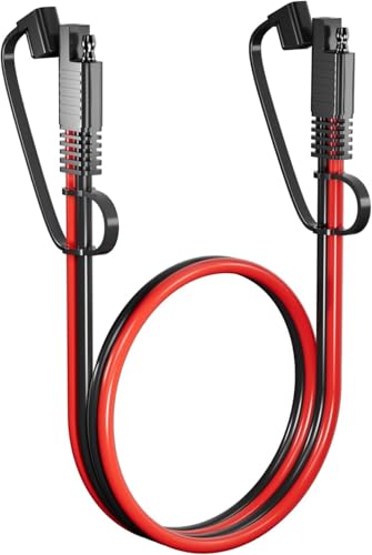 SNLLMZI SAE Extension Cable 14AWG, Heavy Duty SAE to SAE Extension Cord with Waterproof Cap, 12V/24V DC Power Cable for Solar Panel, Car Battery Charger, RV, Truck, Boat, Power Inverter (3.3FT)