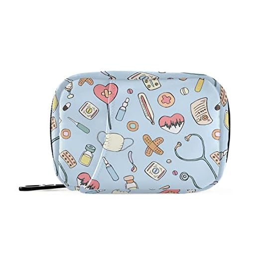 Naanle Pastillero médico de dibujos animados para 7 días, bolsa organizadora de píldoras de viaje con cremallera, portátil, semanal, tamaño compacto para pastillas de vitaminas