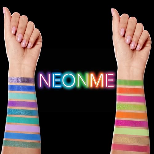 TINTARK Neonme Eyeshadow Palette, 18 Fluorescent Color Glowing Eyeshadows, Rainbow Purple Blue Green Yellow Pink Eye Shadow Palettes for fun party Popular Eye Makeup, Glitter Matte Shimmer - Image 6