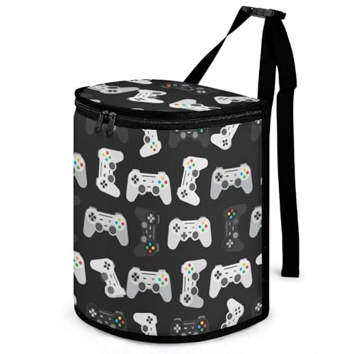 HEBVASS Waterproof Car Trash Can with Lid, Gaming Pattern