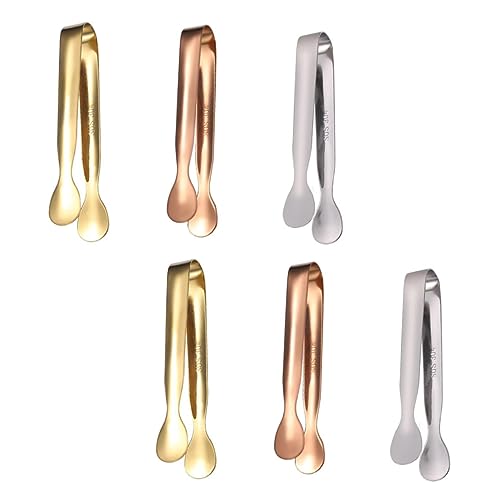 Garneck 6pcs Stainless Steel Ice Tongs for Serving Food for Buffets Picnics and Kitchen Use for Salads and Grilling