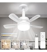 REYLAX Socket Fan Light with Remote, 6 Speeds 3 Colors 3000K-6000K Dimmable 1200 Lumen, 15.7