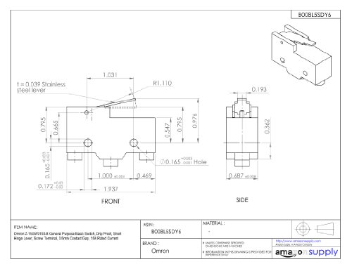 Final de carrera básico Omron Z-15GW2155-B interruptor de rodillo corto 2