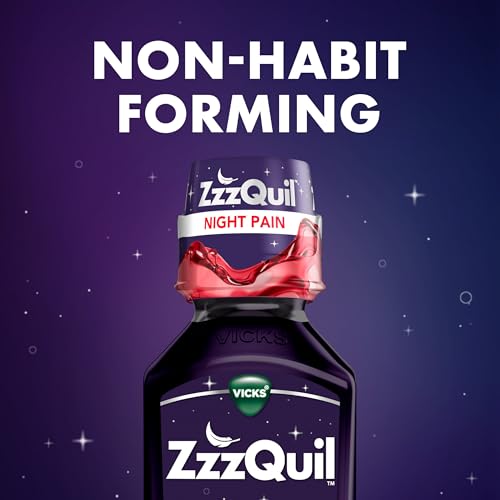 zzzquil liquid max strength pain reliever nighttime sleep aid liquid acetaminophen 1000mg diphenhydramine 50mg hci non-habit forming black cherry flavored 2 pack 24 fl oz