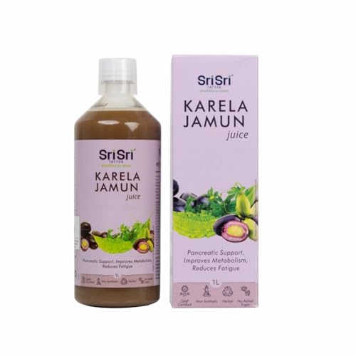 Image of Sri Sri TATTVA shuddhta ka naam Karela Jamun Juice | Maintains Blood Sugar Levels | Reduces Bad Cholesterol | Good For Digestive Health | No Added Sugar | 1 Litre I Pack of 2