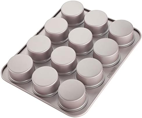 CHEFMADE Muffin Cake Pan, 12-Cavity Non-Stick Bristish Cupcake Pan Bakeware for Oven Baking (Champagne Gold) - Thumbnail 2
