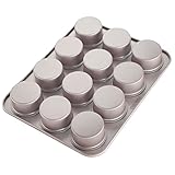 CHEFMADE Muffin Cake Pan, 12-Cavity Non-Stick Bristish Cupcake Pan Bakeware for Oven Baking (Champagne Gold)