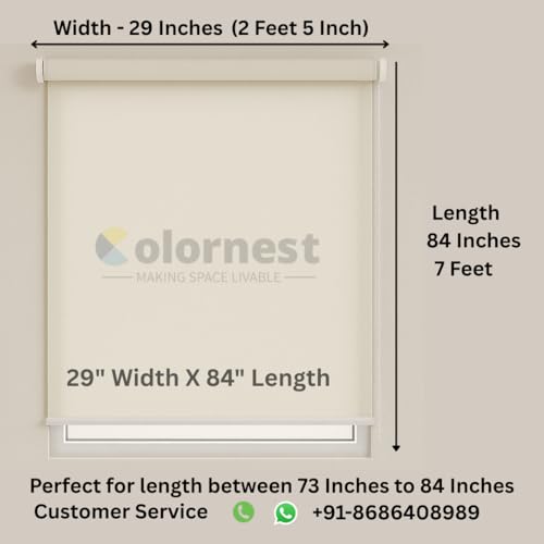 Image of 100% Blackout Roller Blinds for Windows 29 Inch W X 84 Inch L Roll-Up Shades Sun UV Protection for Home & Office, Ivory| Heavy Duty in 38 MM Pole