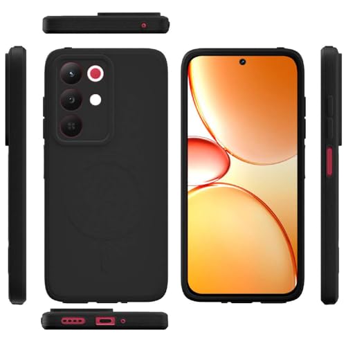 Image of Back Cover | MagFit Ring Design (Non-Magnetic) | Shockproof Protection | Anti-Slip Grip | Raised Camera Edges | Slim Protective Case for Realme 15x 5G / C85 5G / Narzo 90x 5G (Matte Black)