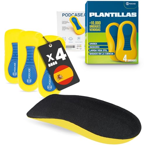 Podcase - 2 Pares de Plantillas Ortopédicas para Fascitis Plantar Unisex, para Hombre y Mujer - Plantillas para Corregir la Fascitis Plantar y Espolón Calcaneo y espolones (Talla 41-47)