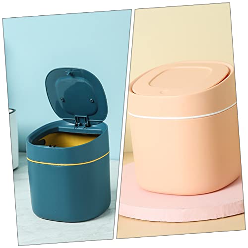 Caneca de basura compacta rectangular de plástico azul miniatura 6