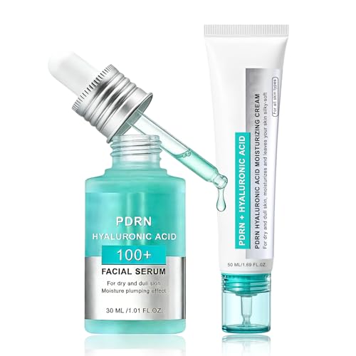 PDRN Serum Korean + PDRN Cream Hyaluronic Acid Serum for Face Smoothing & Soothing Korean Moisturiser for Dry Skin & Dull Skin Moisture Plumping Effect Glass Skin Duo