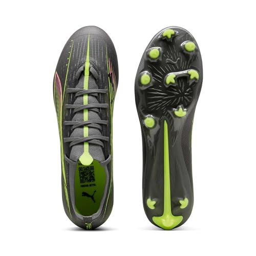 Image of PUMA Unisex-Adult Football Soccer Shoe, Matte Aged Silver Yellow Alert Blue Gray, 10 Women /8.5 Men