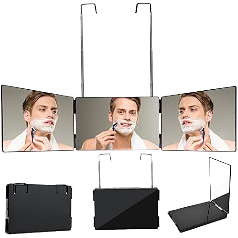 3 Way Mirror, 360 Mirror Self Hair Cut, Self Cut Mirror Height Adjustable Telescoping Hooks, Vanity Mirror for Travel , Portable Illuminated Bathroom Mirror for Women and Men… Cover