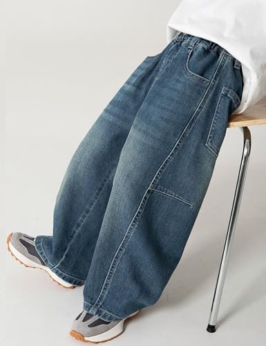 Boys' Jeans Baggy Straight Leg Elastic Waist Loose Denim Pants Boys Pull On Jeans with Pockets 6-14 Years4