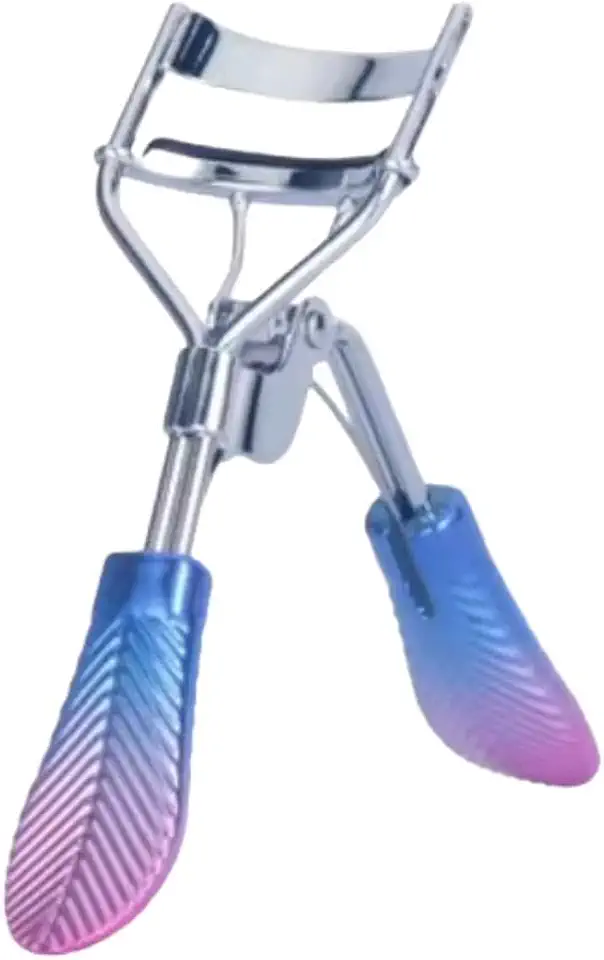 Modelador de Cílios Profissional, Pinça Curvadora em Metal Cromado, Azul e Rosa Degradê, 10cm x 11cm x 3.5cm, Moderno, Seguro e Confortável.