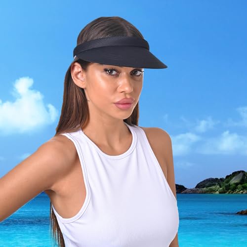 Image of 3 Pieces Clip On Visors Women Men Visor Sun Hats Hat Outdoor Sports Golf Beach Travel Tennis Cap