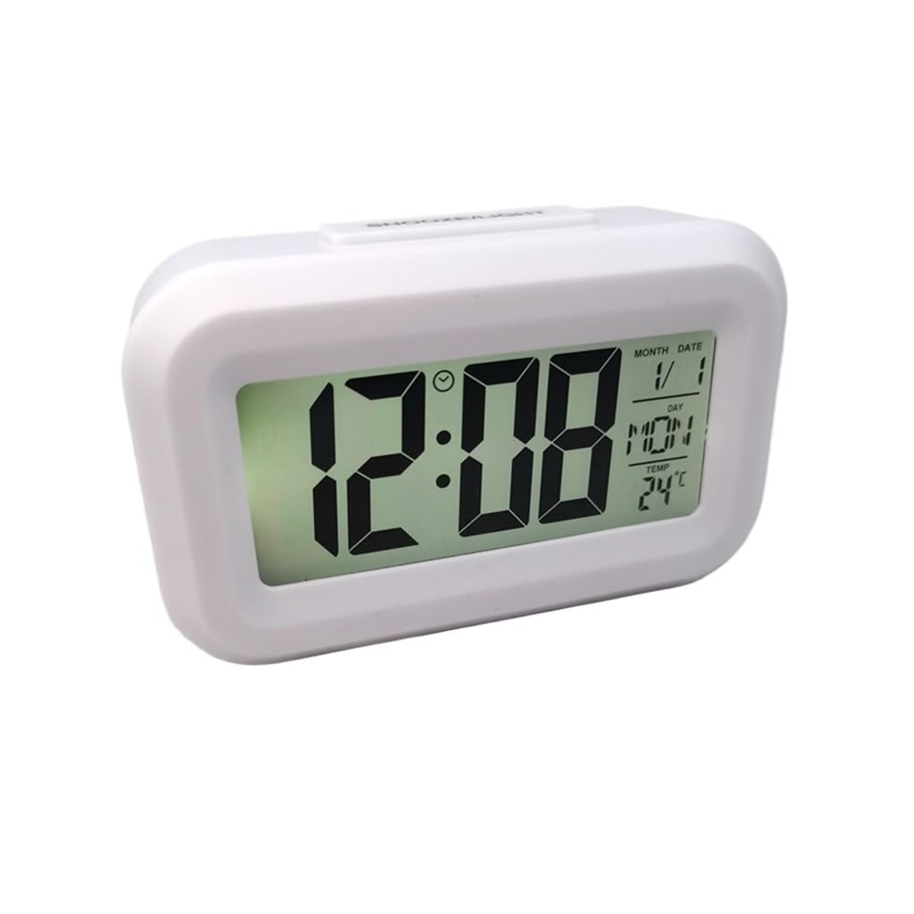 HRWLY Mini Music Digital Alarm Clock Backlight Snooze Mute Calendar Desktop Table Clocks Temperature Electronic Led(A)