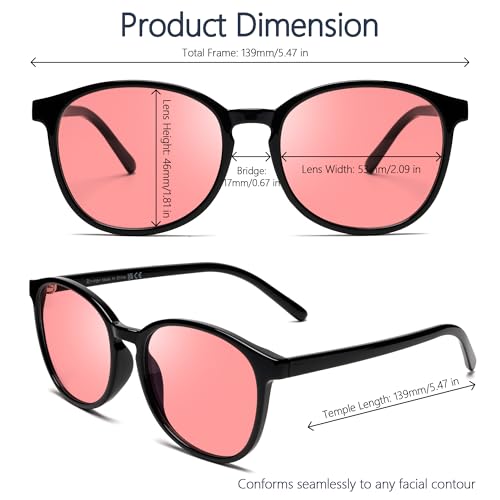 Image of Fluorescent-41 Pink Tinted Blue Light Blocking Glasses for Migraine, Light Sensitivity, Photophobia JF5002